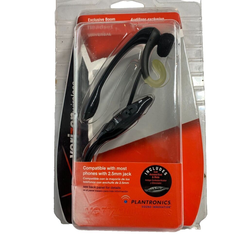 Verizon Plantronics Exclusive Boom Headset Model-MX250MCAE 2.5mm Port NEW B1